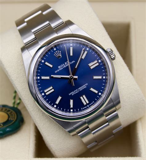 rolex acciaio azzurro|Rolex Oyster Perpetual 41 124300 .